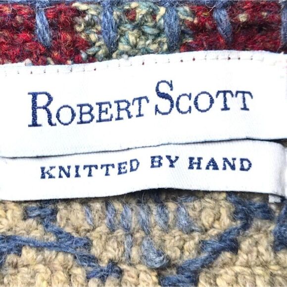 Vintage 90s Cottagecore Aztec Patchwork Western Silk Wool Cardigan Sweater / L - Picture 6 of 6